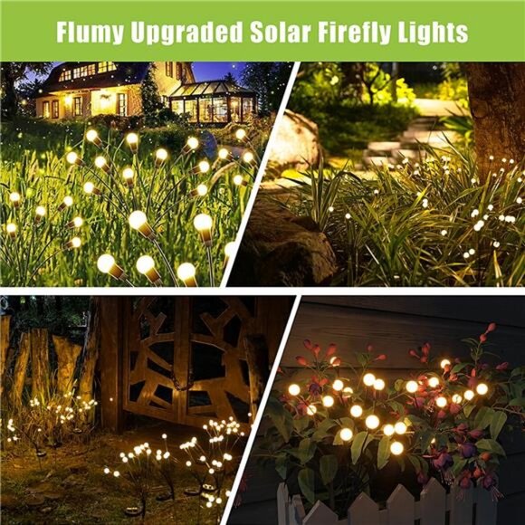 Solar Lights Outdoor Waterproof 4 Pack, Upgraded Outdoor Firefly Light - Picture 6 of 7